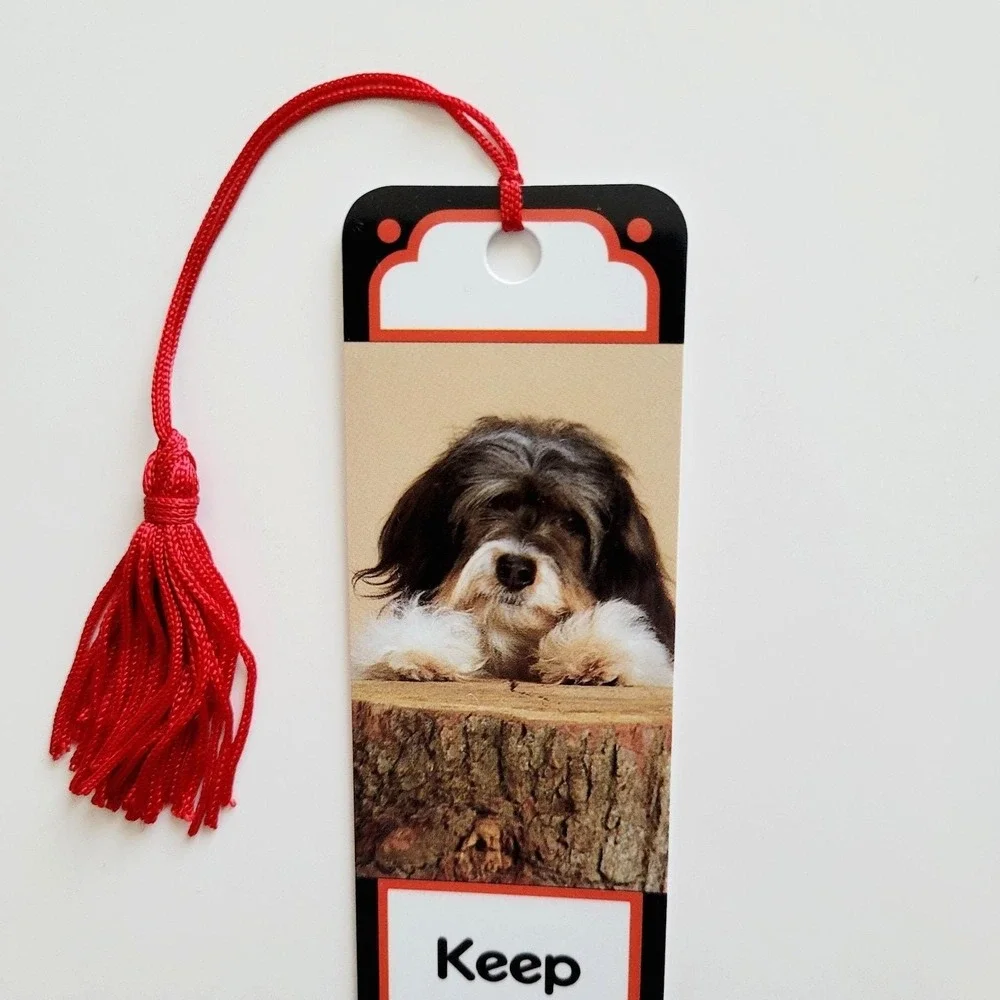Vintage 90s Tibetan Terrier Bookmark Dog Paws book Tassel 1991 Antioch TBM-08052